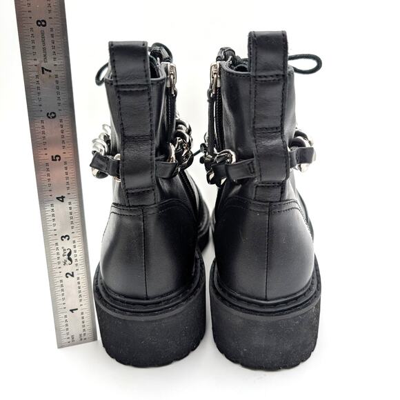 Linea Paolo Thexton Chain Lace Up Ankle Boot Women's Black Size US6.5M EU37 - Picture 4 of 12